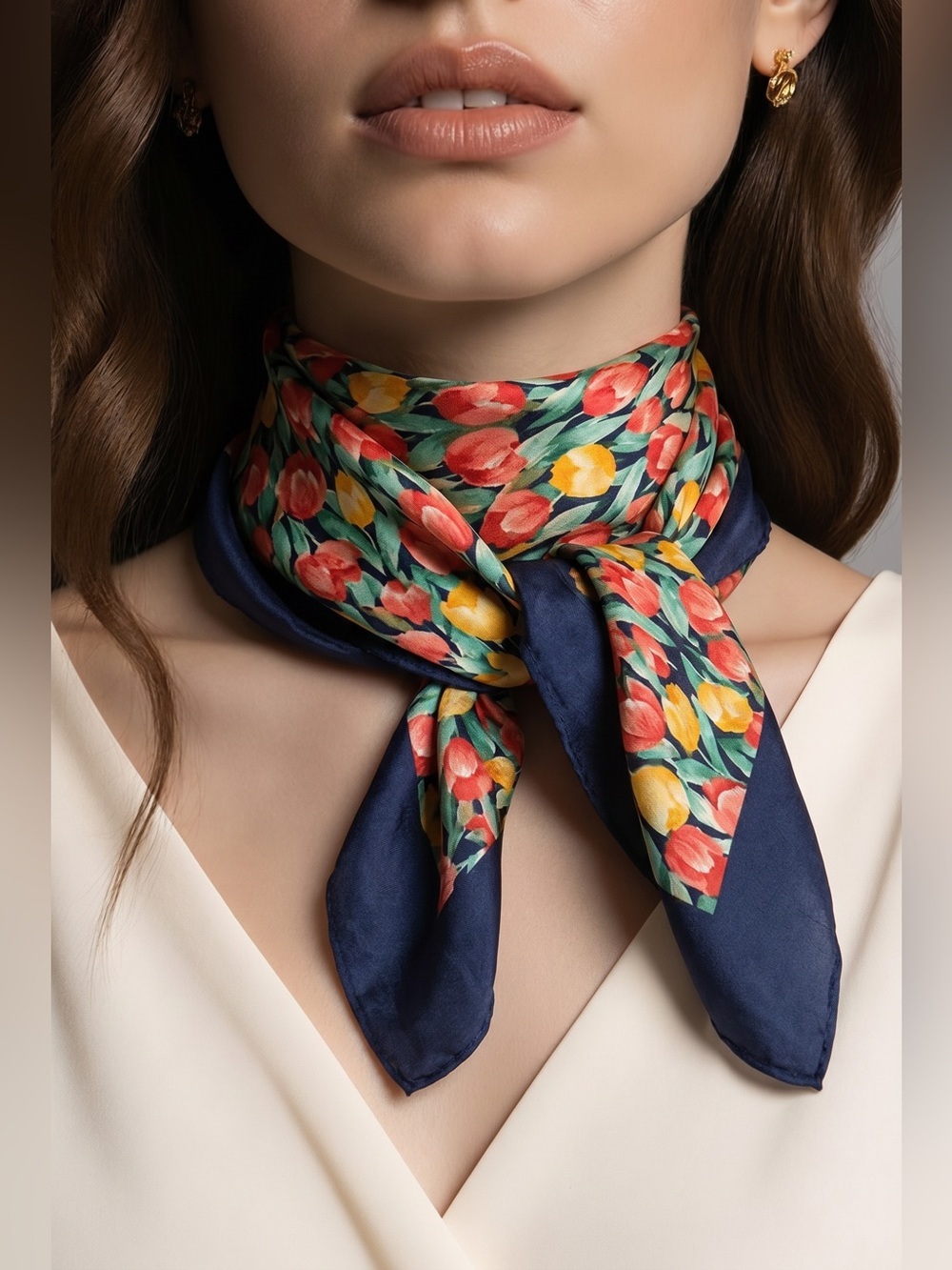 Silk tulip print scarf